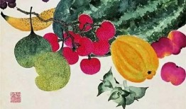 夏季吃瓜的國畫,國畫卷軸中的清涼時光